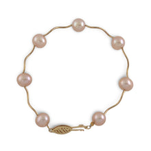 Load image into Gallery viewer, Pink Pearl &amp; 14k Yellow Gold Spiral Tube Bracelet