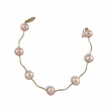 Load image into Gallery viewer, Pink Pearl &amp; 14k Yellow Gold Spiral Tube Bracelet