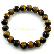 Load image into Gallery viewer, 750031-Genuine-Brown-Tiger-Eye-Gemstone-Stretchy-Elastic-Bracelet