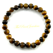 Load image into Gallery viewer, 750032-Genuine-Brown-Tiger-Eye-Gemstone-Stretchy-Elastic-Bracelet