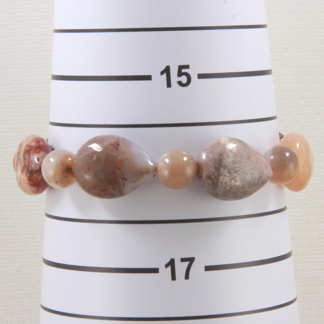 750095B-Pear-Shape-Between-Beads-Multi-Color-Genuine-Natural-Agate-Endless-Bracelet