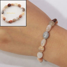Load image into Gallery viewer, 750097-Oval-Shape-Multi-Color-Genuine-Natural-Agate-Beads-Endless-Elastic-Bracelet