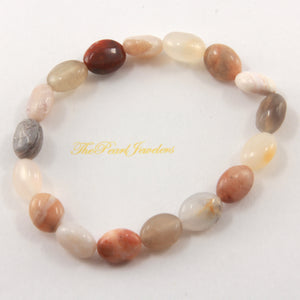 750097-Oval-Shape-Multi-Color-Genuine-Natural-Agate-Beads-Endless-Elastic-Bracelet