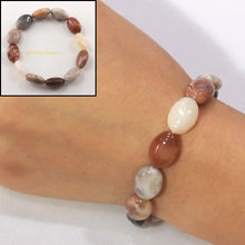 Load image into Gallery viewer, 750099-Oval-Shape-Multi-Color-Genuine-Natural-Agate-Beads-Endless-Elastic-Bracelet