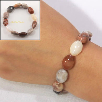 750099-Oval-Shape-Multi-Color-Genuine-Natural-Agate-Beads-Endless-Elastic-Bracelet