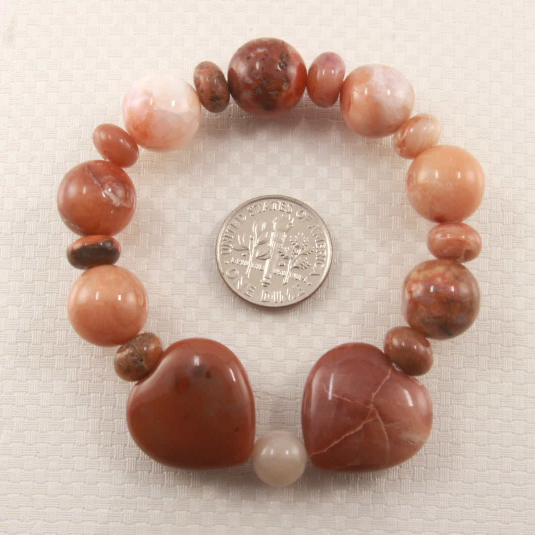 750103-Genuine-Natural-Multi-Color-Agate-Heart-Beads-Endless-Bracelet