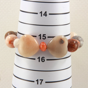 750103B-Genuine-Natural-Multi-Color-Agate-Heart-Beads-Endless-Bracelet