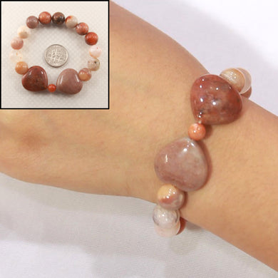 750104-Genuine-Natural-Multi-Color-Agate-Heart-Beads-Endless-Bracelet