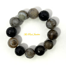 Load image into Gallery viewer, 750347-Genuine-16mm-Faceted-Black-Lace-Agate-Beads-Stretchy-Bracelet
