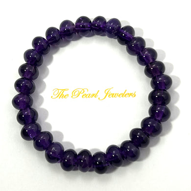 750369-Genuine-Amethyst-Gemstone-Roundel-Beads-Stretchy-Bracelet