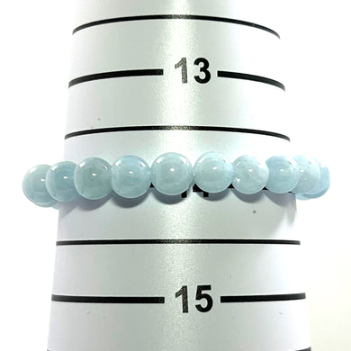 Real Genuine & Natural Aquamarine Beads Stretchy Bracelet
