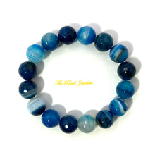 Load image into Gallery viewer, 750432-Blue-Agate-Faceted-Round-Gemstone-Beads-Elastic-Stretch-Handmade-Bracelet