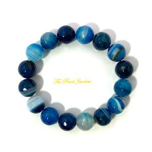750432-Blue-Agate-Faceted-Round-Gemstone-Beads-Elastic-Stretch-Handmade-Bracelet