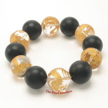 Load image into Gallery viewer, 759641-16mm-Bian-Stone-Crystal-Golden-Dragon-Beads-Endless-Elastic-Bracelet