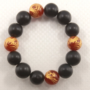 759711-12mm-Bian-Stone-Red-Agate-Beads-Endless-Elastic-Bracelet