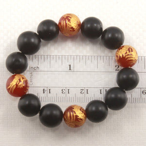 759711-12mm-Bian-Stone-Red-Agate-Beads-Endless-Elastic-Bracelet