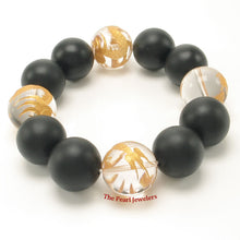 Load image into Gallery viewer, 759720-18mm-Bian-Stone-Crystal-Golden-Dragon-Beads-Endless-Elastic-Bracelet