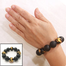 Load image into Gallery viewer, 759721-18mm-Bian-Stone-Black-Onyx-Beads-Endless-Elastic-Bracelet