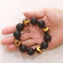 Load image into Gallery viewer, 759721-18mm-Bian-Stone-Black-Onyx-Beads-Endless-Elastic-Bracelet