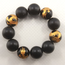 Load image into Gallery viewer, 759900-16mm-Bian-Stone-Black-Onyx-Dragon-Beads-Endless-Elastic-Bracelet