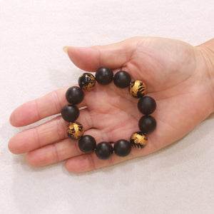 759905-14mm-Bian-Stone-Black-Onyx-Beads-Endless-Elastic-Bracelet