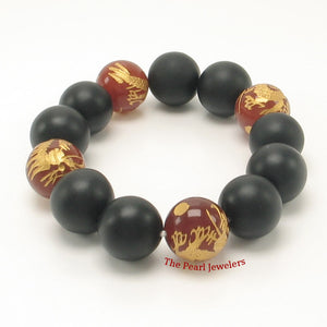 759906-14mm-Bian-Stone-Red-Agate-Beads-Endless-Elastic-Bracelet