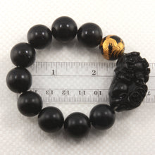 Load image into Gallery viewer, 759927B-Bian-Stone-Onyx-Golden-Dragon-Beads-Pixiu-Carving-Endless-Elastic-Bracelet