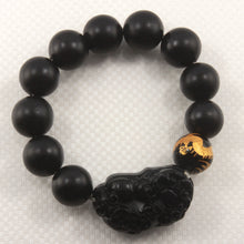 Load image into Gallery viewer, 759927B-Bian-Stone-Onyx-Golden-Dragon-Beads-Pixiu-Carving-Endless-Elastic-Bracelet