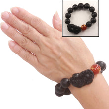 Load image into Gallery viewer, 759927R-Bian-Stone-Red-Agate-Golden-Dragon-Beads-Pixiu-Carving-Endless-Elastic-Bracelet