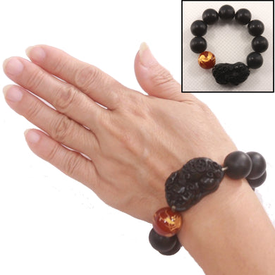 759929R-Bian-Stone-Red-Agate-Golden-Dragon-Beads-Pixiu-Carving-Endless-Elastic-Bracelet