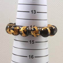 Load image into Gallery viewer, 759944-14mm-Black-Onyx-Engraving-Golden-Dragon-Beads-Bracelet