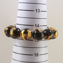 Load image into Gallery viewer, 759946-16mm-Black-Onyx-Engraving-Golden-Dragon-Beads-Bracelet