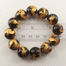 Load image into Gallery viewer, 759946-16mm-Black-Onyx-Engraving-Golden-Dragon-Beads-Bracelet