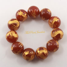 Load image into Gallery viewer, 759958-Red-Agate-Engraving-Dragon-Beads-Endless-Elastic-Bracelet