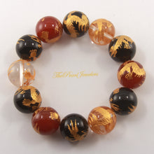 Load image into Gallery viewer, 759959-Crystal-Onyx-Agate-Engraving-Dragon-Beads-Endless-Elastic-Bracelet