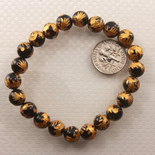 Load image into Gallery viewer, 759960-Genuine-Black-Onyx-Engraving-Dragon-8mm-Bead-Endless-Bracelet