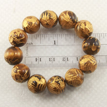 Load image into Gallery viewer, 759964-Elastic-14mm-Tiger-Eye-Engraving-Golden-Dragon-Beads-Bracelet