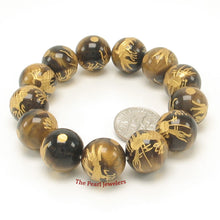 Load image into Gallery viewer, 759964-Elastic-14mm-Tiger-Eye-Engraving-Golden-Dragon-Beads-Bracelet