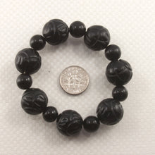 Load image into Gallery viewer, 759985-Bian-Stone-Lotus-Carving-Beads-Elastic-Endless-Bracelet