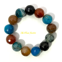 Load image into Gallery viewer, 759994-Elastic-16mm-Faceted-Forest-Agate-Beads-Stretchy-Bracelet