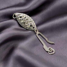 Load image into Gallery viewer, 14K White Gold Marquise Filigree Fish Hook Clasp w/ Close Jump Rings
