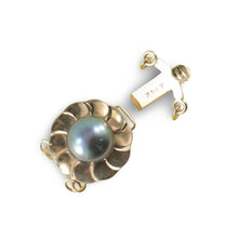 Load image into Gallery viewer, 14K Yellow Gold Double Strand (2 Rows) Blue-Gray Cultured Pearl Clasp