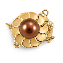 Load image into Gallery viewer, 14K Yellow Gold Double Strand (2 Rows) Chocolate Cultured Pearl Clasp