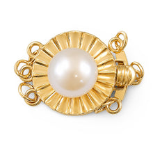 Load image into Gallery viewer, 14K Yellow Gold Triple Strands (3 Rows) White Cultured Pearl Clasp