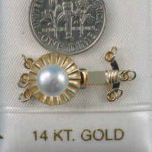 Load image into Gallery viewer, 14K Yellow Gold Triple Strands (3 Rows) White Cultured Pearl Clasp