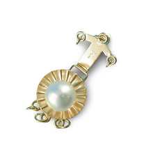 Load image into Gallery viewer, 14K Yellow Gold Triple Strands (3 Rows) White Cultured Pearl Clasp