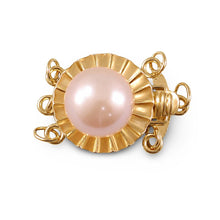 Load image into Gallery viewer, 14K Yellow Gold Triple Strands (3 Rows) Pink Cultured Pearl Clasp