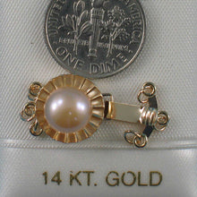 Load image into Gallery viewer, 14K Yellow Gold Triple Strands (3 Rows) Pink Cultured Pearl Clasp