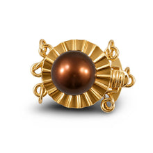 Load image into Gallery viewer, 14K Yellow Gold Triple Strands (3 Rows) Chocolate Cultured Pearl Clasp