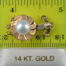 Load image into Gallery viewer, 14K Yellow Gold Lotus Design Triple Strands (3 Rows) White Cultured Pearl Clasp